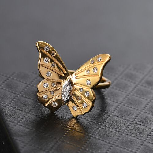Lab Grown Diamant SI Ring 925 Silber 750 Gelbgold Vermeil (Größe 18.00) ca. 0,25 ct image number 1