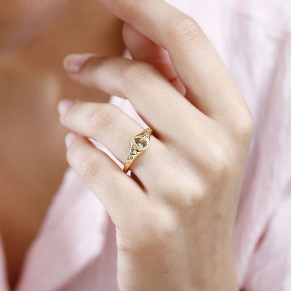 AA natürlicher, goldener Tansanit und Zirkon-Ring - 0,52 ct. image number 3