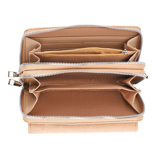 Crossbody-Tasche mit RFID-Schutz und Muster-Schulterriemen, 19x6x11 cm, Khaki image number 6