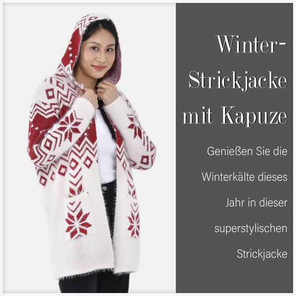 Winter-Kapuzenpullover mit 2 Taschen, Wei&szlig; image number 4