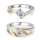2er Set Moissanit-Ring in Bicolor-Optik (Größe 21.00),ca. 0.90 ct