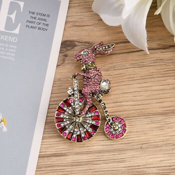 Mehrfarbiger Kristall Brosche Antikes Gold