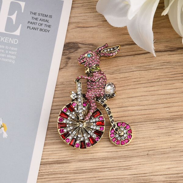 Mehrfarbiger Kristall Brosche Antikes Gold image number 2