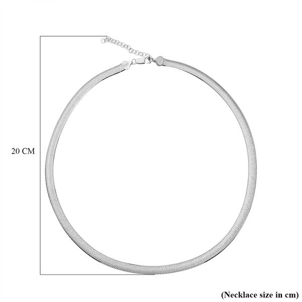 Chunky Choker flache Fischgr&auml;tenkette in Silber image number 4