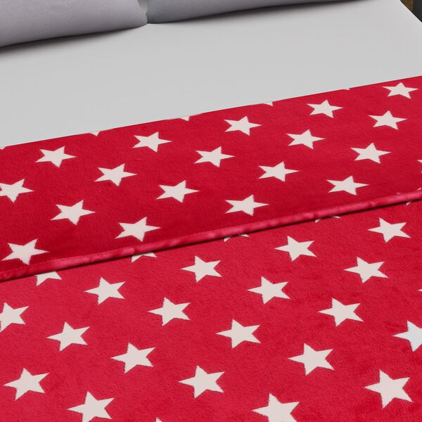 Bedruckte Flanell-Decke, gestrickt, rot image number 5