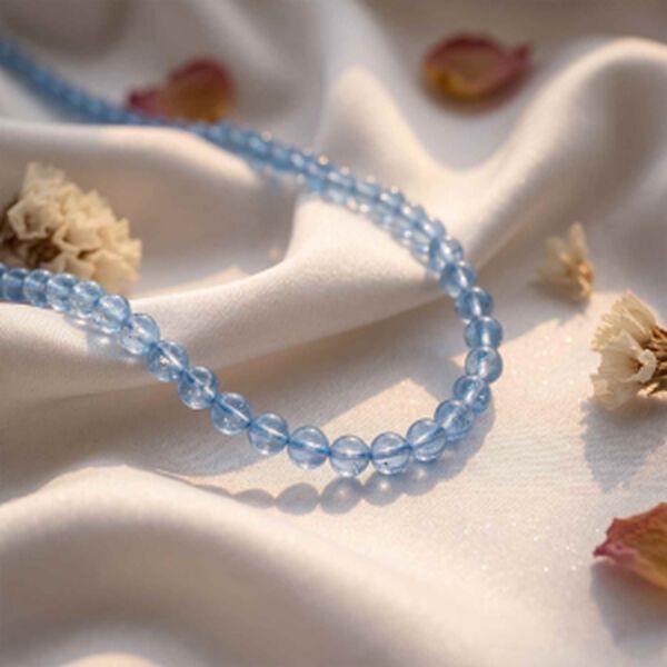 D'Joy Aquamarin Halskette ca. 50 cm + 5 cm Extender 925 Silber Rhodiniert ca. 95.00 ct image number 1