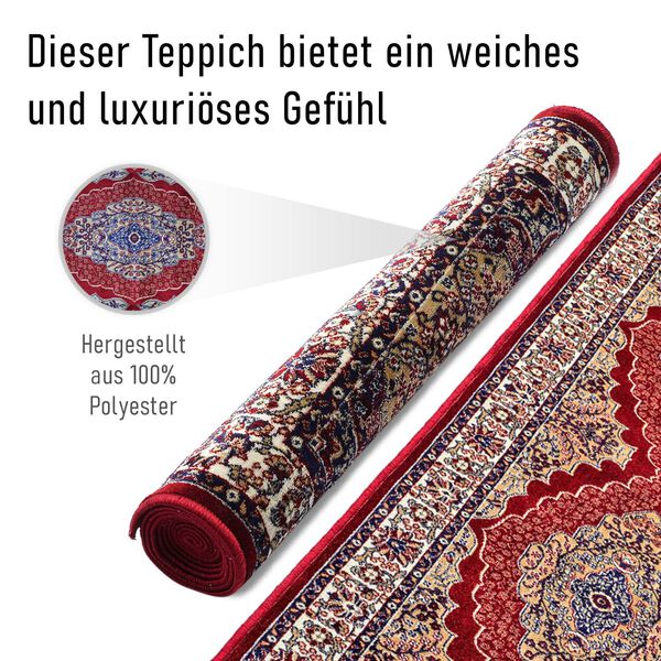 Moderner grauer & mehrfarbiger L&auml;ufer - 950 GSM, Gr&ouml;&szlig;e: 66x180cm, rot image number 6