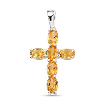 Citrin Kreuz-Anh&auml;nger, 925 Silber ca. 2.65 ct