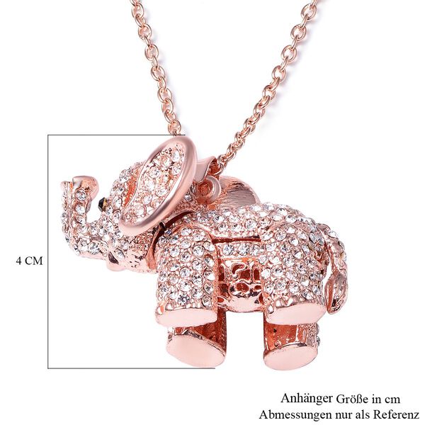 Weißer Kristall-Elefant-Anhänger mit Kette, 60 cm image number 6