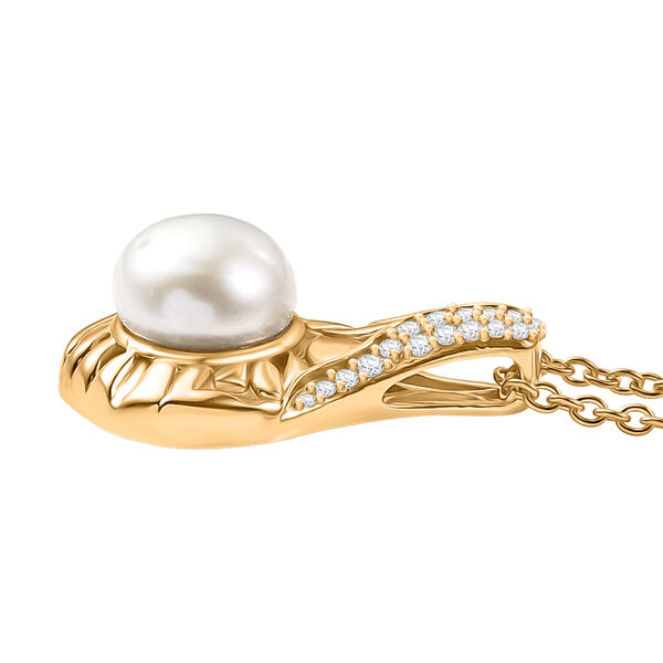 EverTrue S&uuml;&szlig;wasser Perle und Zirkon Anh&auml;nger mit 50cm Kette in Goldton image number 3