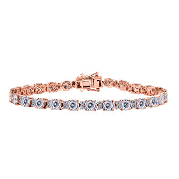 D&rsquo;joy 100 Facetten Moissanit Armband ca. 19 cm 925 Silber 750 Ros&eacute;gold Vermeil ca. 12.83 ct