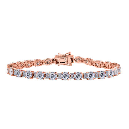 D&rsquo;joy 100 Facetten Moissanit Armband ca. 19 cm 925 Silber 750 Ros&eacute;gold Vermeil ca. 12.83 ct