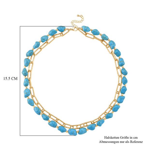 Blauer Howlit Halskette, flexibel, vergoldet ca. 130.00 ct image number 5