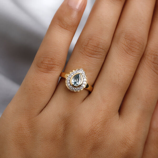 Kambodschanischer blauer Zirkon Ring 925 Silber vergoldet  ca. 1,33 ct image number 3