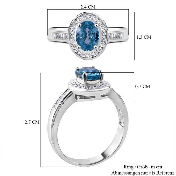 AA Blauer Zirkon, Wei&szlig;er Zirkon Ring, 925 Silber rhodiniert, (Gr&ouml;&szlig;e 18.00) ca. 3.35 ct image number 4