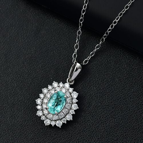 Rhapsody AAAA Paraiba Turmalin, Weißer Diamant Schmuckset 950 Platin ca. 1,60 ct. image number 1