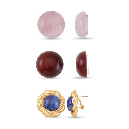 Rosenquarz, Roter Achat Ohrringe, gelbfarben ca. 6.00 ct