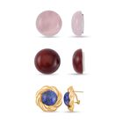 Rosenquarz, Roter Achat Ohrringe, gelbfarben ca. 6.00 ct