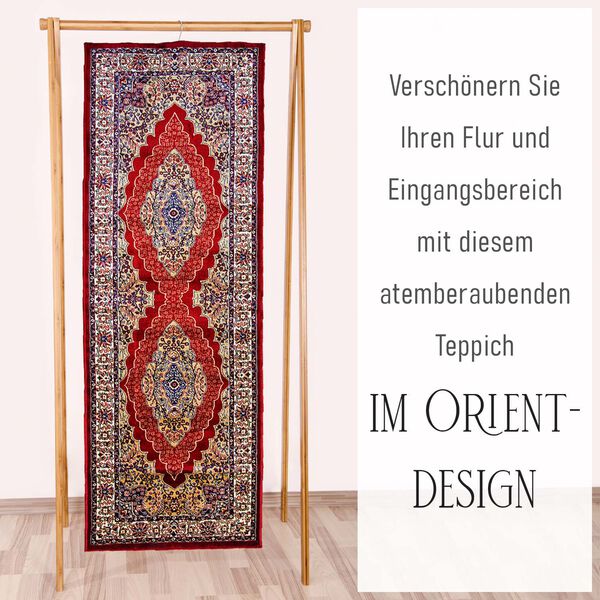 70% Polyester and 30% Cotton Pile Runner 950 Gsm
Colour: Red & Multi
Size: 66x180 cm image number 4