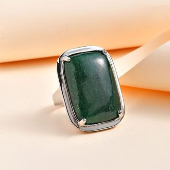 Gr&uuml;ner Aventurin Ring, 316L Edelstahl (Gr&ouml;&szlig;e 21.00) ca. 26.52 ct