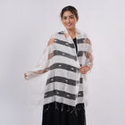 Modal-Seide-Schal, Streifendesign, 175x60 cm, Weiß