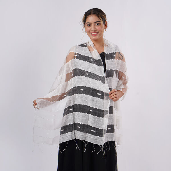 Modal-Seide-Schal, Streifendesign, 175x60 cm, Lila