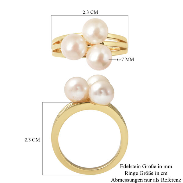 Japanische Akoya Perle Ring 925 Silber Gelbgold Vergoldet image number 6