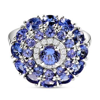 Tansanit-Ring, 925 Silber platiniert (Gr&ouml;&szlig;e 17.00) ca. 3.42 ct