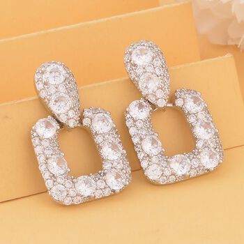 Wei&szlig;er Zirkonia Ohrringe, silberfarben