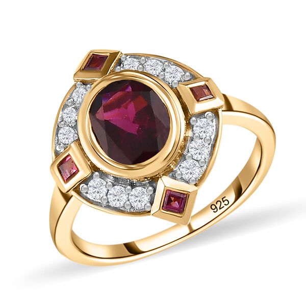Rhodolith Granat Ring, 925 Silber vergoldet (Größe 21.00) ca. 2.79 ct image number 3