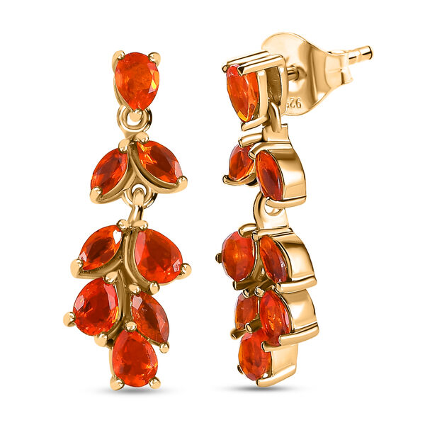 Salamanca Feueropal Ohrringe, 925 Silber vergoldet, ca. 1.21 ct image number 4