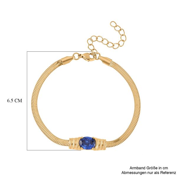 2-teiliges Schmuckset, Halskette und Armband mit Blauer Kristallen, 316L Edelstahl und goldfarben image number 8