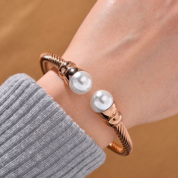 Flexibler Kunststoff-Perlen-Armreif in Roségoldton image number 2