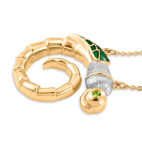 GP - AA Peridot, Kanchanaburi Blauer Saphir Halskette ca. 45 cm 925 Silber 750 Vergoldet 0.11 ct image number 3