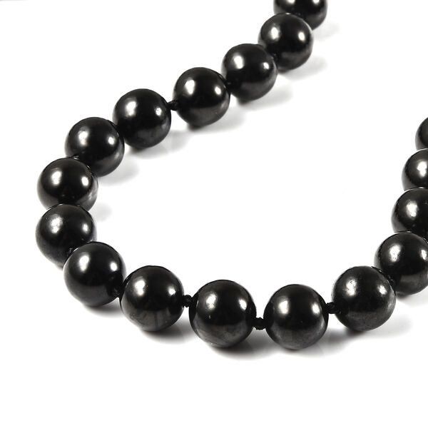 Shungit Perlen Halskette in Silber image number 4