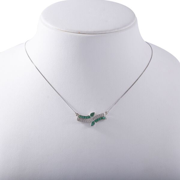 AAA Kagem Sambische Smaragd Halskette,  ca. 45 cm 925 Silber rhodiniert ca. 1,26 ct. image number 1