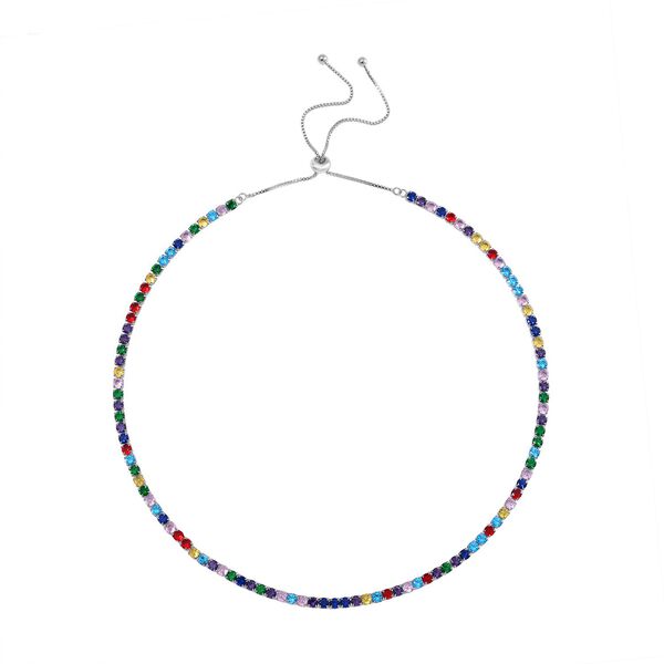 Flexible, mehrfarbige Zirkonia-Halskette, 45-66cm image number 2