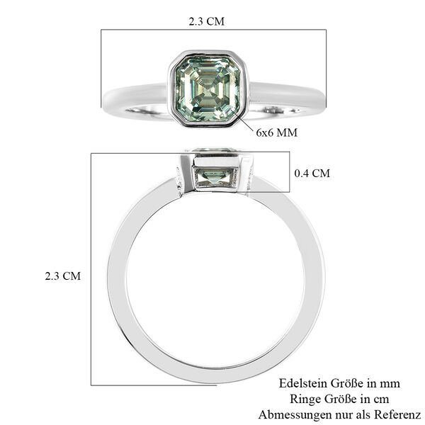 Blauer Moissanit Solit&auml;r Ring 925 Silber Rhodium-&Uuml;berzug image number 6