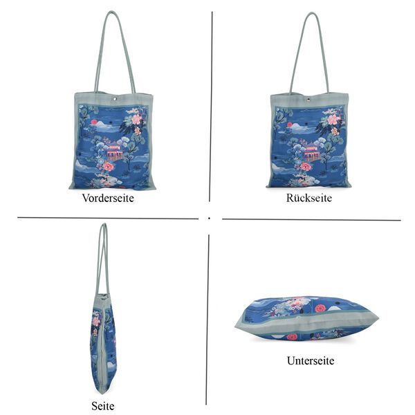 2er-Set Einkaufstaschen mit künstlerischem Muster, 34x40 cm, Hellgrün image number 5