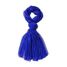 LA MAREY - 100% Maulbeeren-Seidenschal, Chiffon, 110x180 cm, königsblau