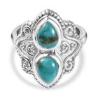 Sierra Nevada Türkis Ring, 925 Silber platiniert (Größe 17.00) ca. 2.20 ct