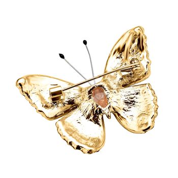 Gr&uuml;ne Kristall Schmetterlings-Brosche, goldfarben