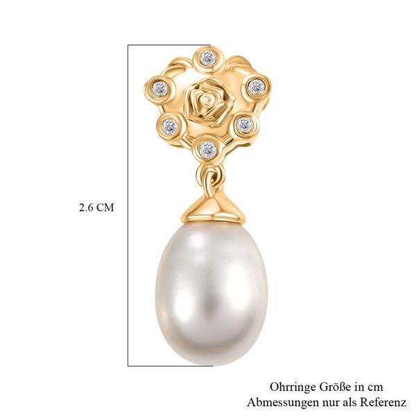 S&uuml;&szlig;wasser Perle und wei&szlig;e Zirkon Ohrringe image number 6