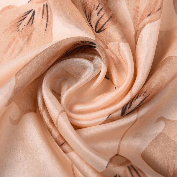 LA MAREY: Bedruckter Schal aus 100% Maulbeerseide, Blumenmuster, inkl. Geschenkbox, Braun&nbsp; image number 6