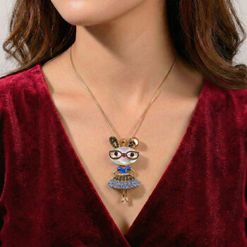 Mehrfarbiger Kristall Anh&auml;nger mit Kette, ca. 63.5 cm + 5 cm Extender, Legierung emailliert, Legierung Gelb