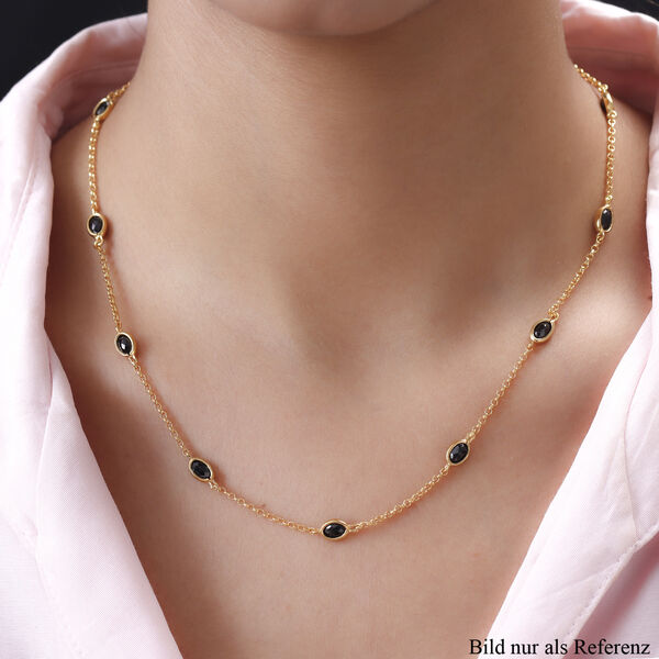 Schwarze Spinell-Halskette, ca. 45 cm, 925 Silber vergoldet, ca. 6,71 ct image number 2