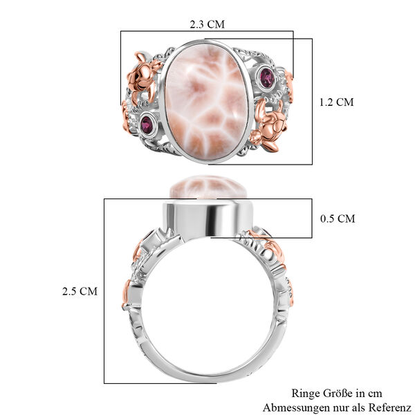 D'joy AA Natrolith, Nat&uuml;rlicher Rhodolith Granat Ring 925 Silber (Gr&ouml;&szlig;e 19.00) ca. 5.90 ct image number 7