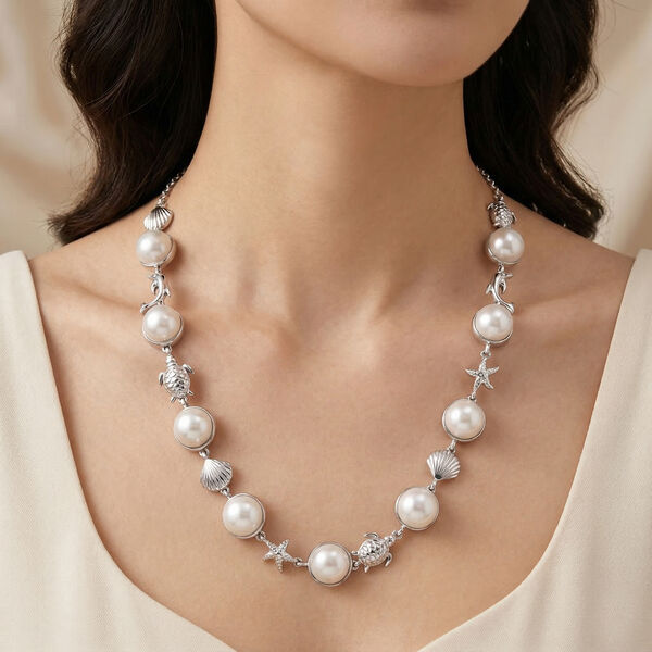 EVER TRUE S&uuml;&szlig;wasser Perle (9-9.5 mm) Halskette ca. 50 cm Nickelfreies Messing, Silberfarben image number 3