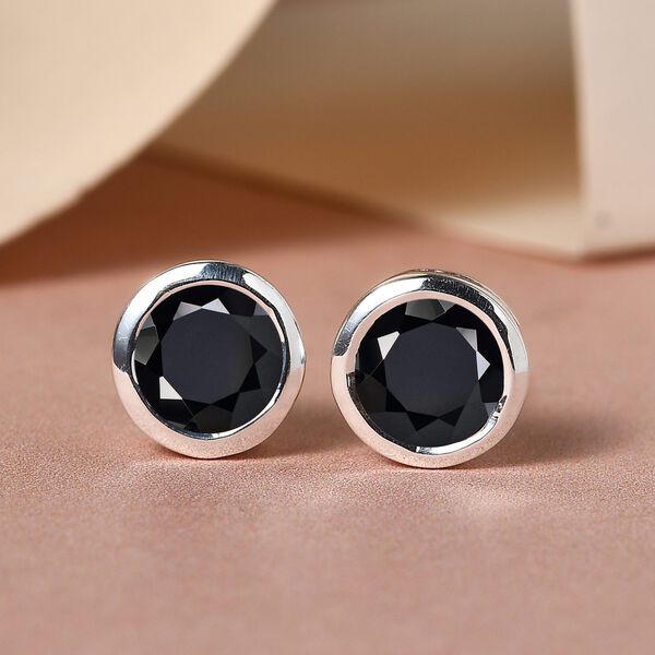 Schwarze Spinell Ohrringe, 925 Silber ca. 2,22 ct image number 2