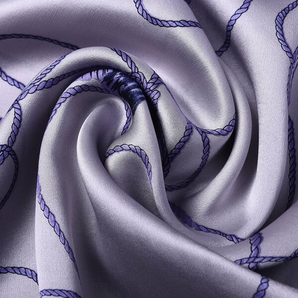 LA MAREY: Bedruckter Schal aus 100% Maulbeerseide, in Geschenkbox, 55x170 cm, Grau-Blau image number 5